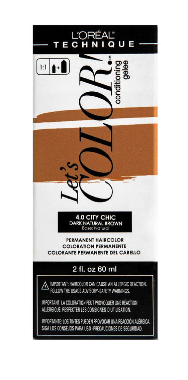 L’Oréal Technique Let's COLOR Permanent Gel Hair Color – 4.0 City Chic (Dark Natural Brown, Natural Base) – 2 fl oz - ANNS BEAUTY SUPPLY
